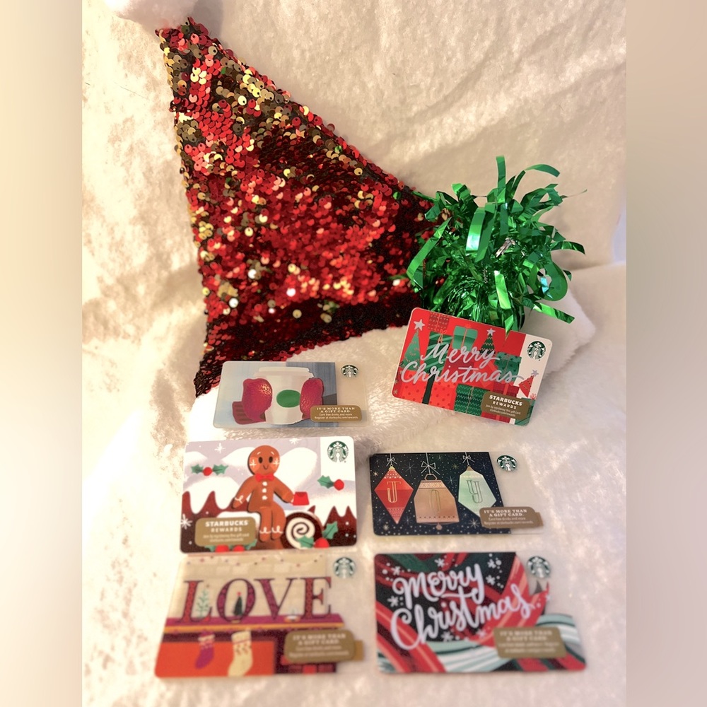 Lot of 6 Starbucks Christmas Holiday Gift Cards, New, Pin Intact, no $
